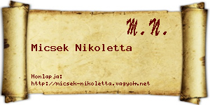 Micsek Nikoletta névjegykártya